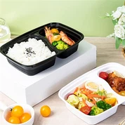 Чорний пластиковий ланч-бокс Bento із прямокутною сіткою