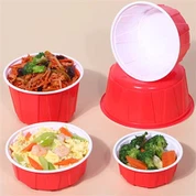 Гаряча розпродаж червоний пластиковий круглий гарячий суп миска